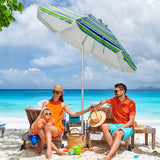 6.5 Feet Beach Umbrella with Sun Shade and Carry Bag without Weight Base-Green