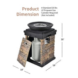 40000BTU Outdoor Propane Burning Fire Bowl Column Realistic Look Firepit Heater-Brown