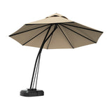 11 Feet Outdoor Cantilever Hanging Umbrella with Base and Wheels-Beige