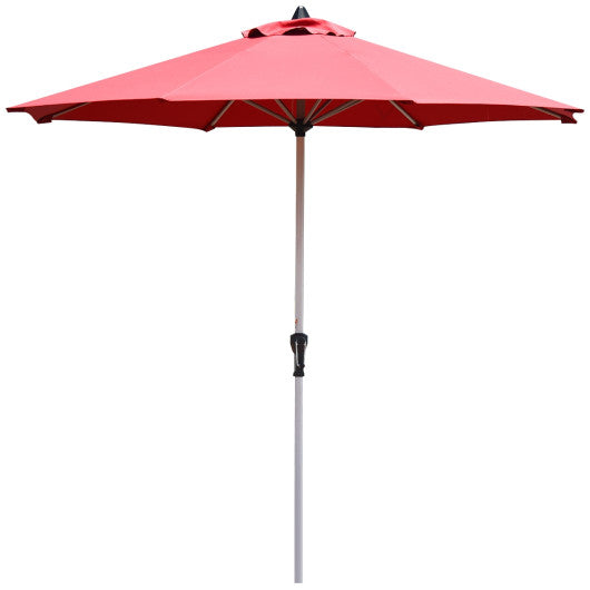 9 Feet Patio Outdoor Market Umbrella with Aluminum Pole without Weight Base-Dark Red