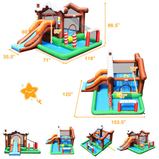 Outdoor Indoor Inflatable Kids Bounce House with 480W Air Blower