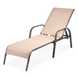 Adjustable Patio Chaise Folding Lounge Chair with Backrest-Brown