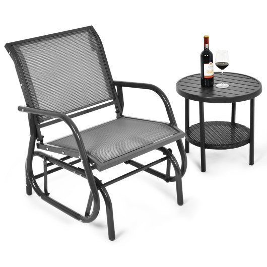 Outdoor Single Swing Glider Rocking Chair with Armrest-Gray