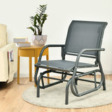 Outdoor Single Swing Glider Rocking Chair with Armrest-Gray