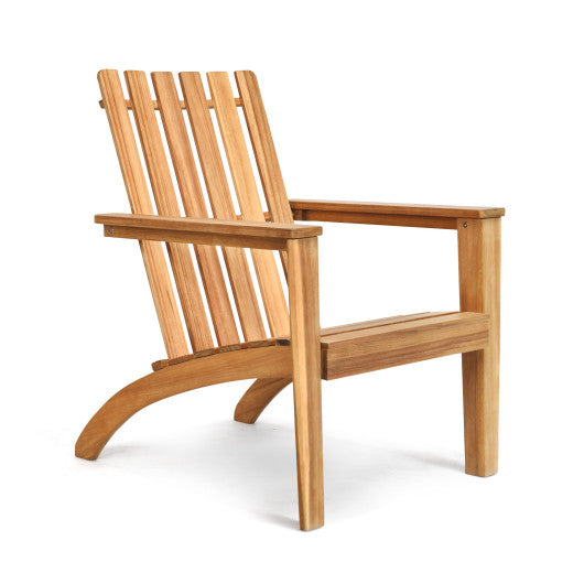 Outdoor Durable Patio Acacia Wood Adirondack Lounge Armchair-Natural