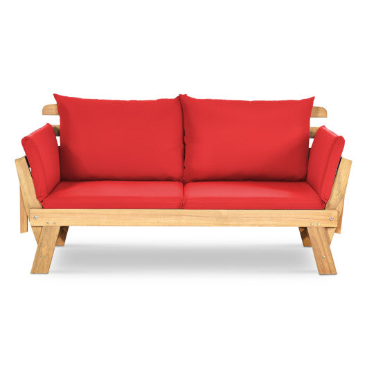 Adjustable  Patio Convertible Sofa with Thick Cushion -Red