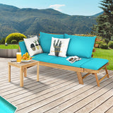 Adjustable  Patio Convertible Sofa with Thick Cushion-Turquoise