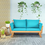 Adjustable  Patio Convertible Sofa with Thick Cushion-Turquoise