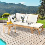 Adjustable  Patio Convertible Sofa with Thick Cushion-White