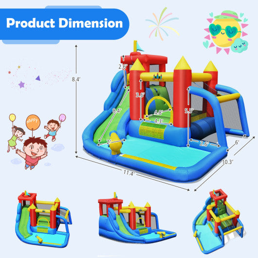 Inflatable Bounce House Splash Pool with Water Climb Slide Blower included