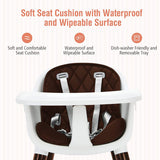 3-In-1 Adjustable Baby High Chair with Soft Seat Cushion for Toddlers-Brown