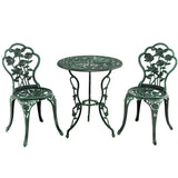 Outdoor Cast Aluminum Patio Furniture Set with Rose Design-Green