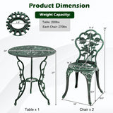 Outdoor Cast Aluminum Patio Furniture Set with Rose Design-Green