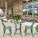 Outdoor Cast Aluminum Patio Furniture Set with Rose Design-Green