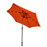 9 Feet Solar LED Lighted Patio Market Umbrella Tilt Adjustment Crank Lift-Orange