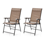 2 Pieces Outdoor Patio Folding Chair with Armrest for Camping Garden