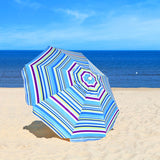 7.2 Feet Portable Outdoor Beach Umbrella with Sand Anchor and Tilt Mechanism-Blue