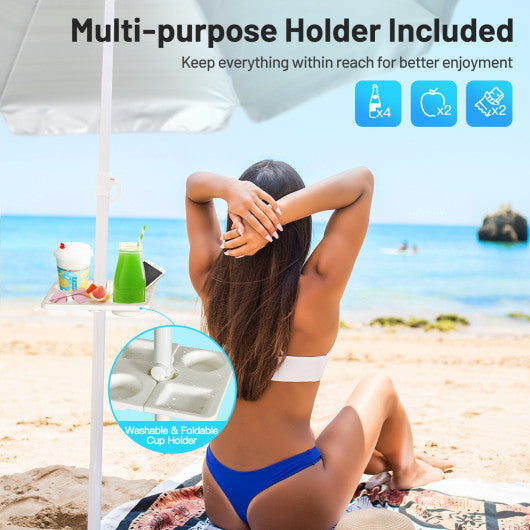 7.2 Feet Portable Outdoor Beach Umbrella with Sand Anchor and Tilt Mechanism-Navy