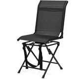 All weather Outdoor Foldable 360 Degree Swivel Chair with Iron Frame-Black