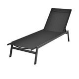 Outdoor Reclining Chaise Lounge Chair with 6-Position Adjustable Back-Black