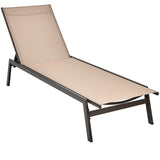 Outdoor Reclining Chaise Lounge Chair with 6-Position Adjustable Back-Brown