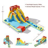 Inflatable Dual Slide Water Park Climbing Bouncer with 735W Air Blower