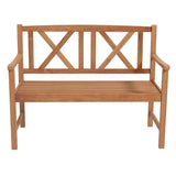 2-Person Wood Outdoor Bench with Cozy Armrest and Backrest