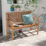 2-Person Wooden Outdoor Bench with Cozy Armrest and Backrest