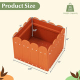 2 Pack Square Planter Box with Drainage Gaps for for Front Porch Garden Balcony-Orange