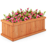 Raised Garden Bed Wooden Planter Box with 4 Drainage Holes and Detachable Bottom Panels-Orange