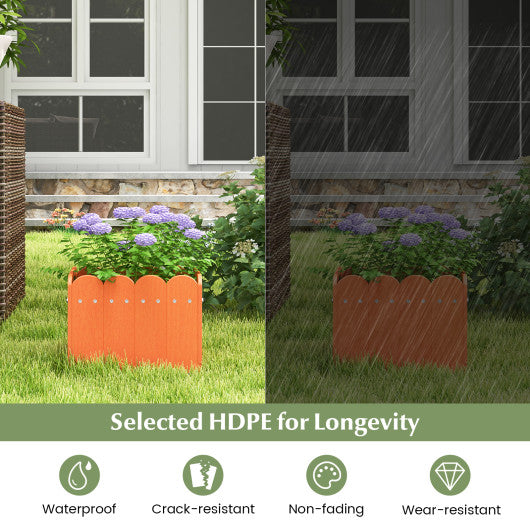 2 Pack Square Planter Box with Drainage Gaps for for Front Porch Garden Balcony-Orange