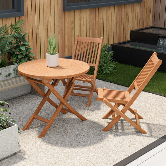 Outdoor Bistro Set with Slatted Seat and Tabletop for Backyard