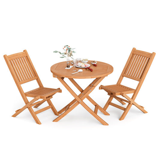 Outdoor Bistro Set with Slatted Seat and Tabletop for Backyard