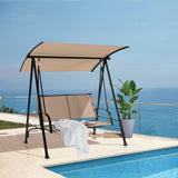 2-Seat Outdoor Canopy Swing with Comfortable Fabric Seat and Heavy-duty Metal Frame-Beige