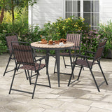 4 pcs Patio Folding Chairs with PP Seat and Back and 400 LBS Heavy-Duty Metal Frame-Brown