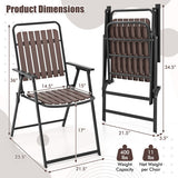 4 pcs Patio Folding Chairs with PP Seat and Back and 400 LBS Heavy-Duty Metal Frame-Brown