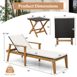 Outdoor Chaise Lounge Chair Rattan Patio Recliners with Armrests