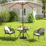 32 x 32 Inch Heavy-Duty Outdoor Dining Table with Umbrella Hole for 4 Persons-Gray