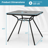 32 x 32 Inch Heavy-Duty Outdoor Dining Table with Umbrella Hole for 4 Persons-Gray