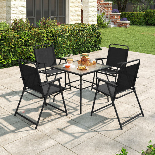 Set of 2/4/6 Outdoor Folding Chairs with Breathable Seat-Set of 4