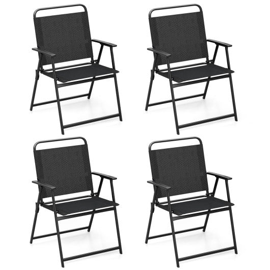 Set of 2/4/6 Outdoor Folding Chairs with Breathable Seat-Set of 4