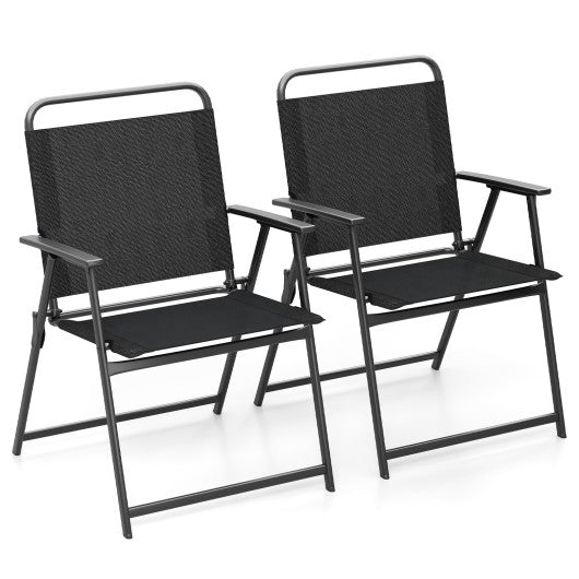 Set of 2/4/6 Outdoor Folding Chairs with Breathable Seat-Set of 2