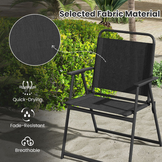 Set of 2/4/6 Outdoor Folding Chairs with Breathable Seat-Set of 4