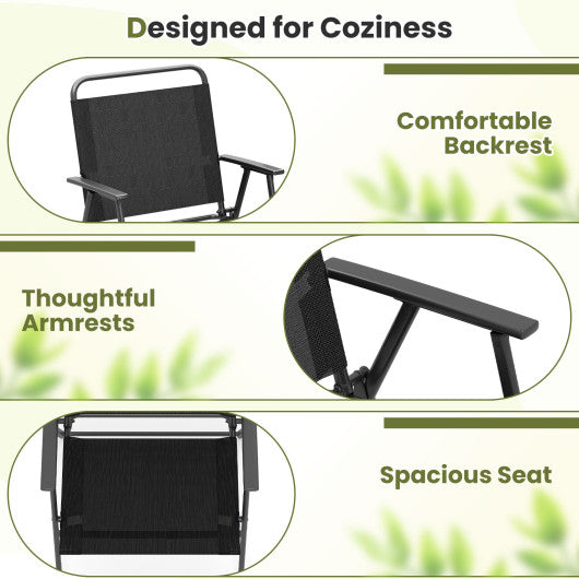 Set of 2/4/6 Outdoor Folding Chairs with Breathable Seat-Set of 4