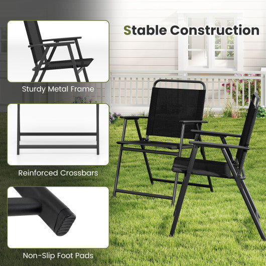 Set of 2/4/6 Outdoor Folding Chairs with Breathable Seat-Set of 2