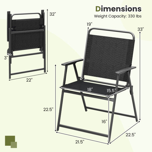 Set of 2/4/6 Outdoor Folding Chairs with Breathable Seat-Set of 2