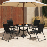 Outdoor Folding Sling Chairs with Armrest and Backrest-Black