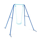 Outdoor Kids Swing Set with Heavy-Duty Metal A-Frame and Ground Stakes-Blue