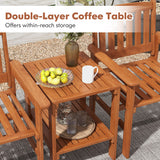 3 Piece Patio Bistro Table and Chairs Set with Umbrella Hole