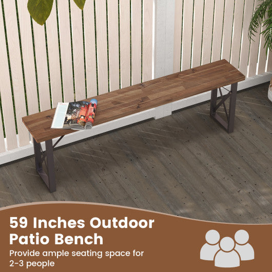 Outdoor Picnic Bench Set Solid Acacia Wood Patio Rectangular Benches